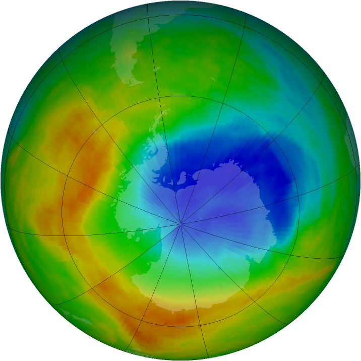 Antarctic ozone map for 08 November 1989